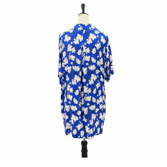 Rag & Bone Blue Floral Print Silk Collared Button Down Shirt Dress - Picture 3 of 13